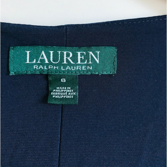 NWT Lauren Ralph Lauren Women Navy/White Midge‎ Two Tone Ruffle Sheath Dress sz6 - Picture 6 of 9